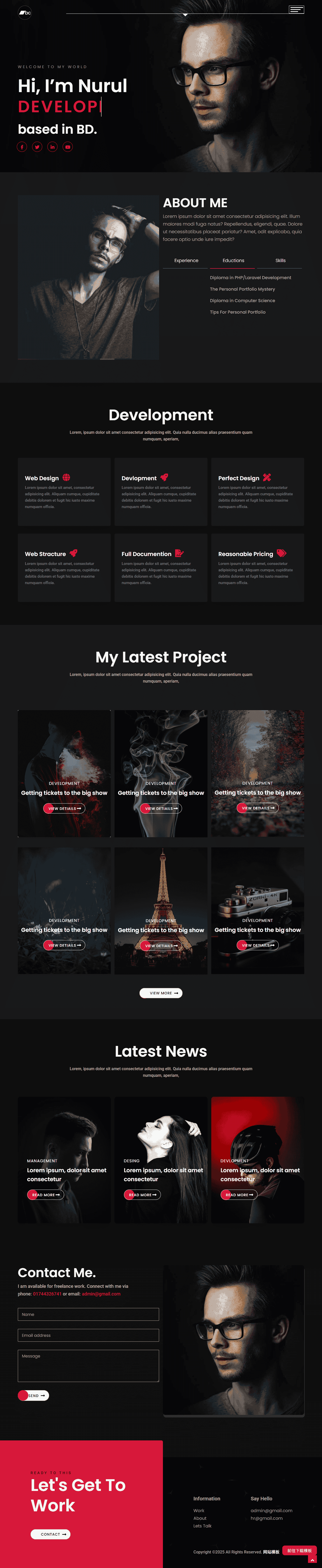 黑色个性设计师网站模板 - 鹿快