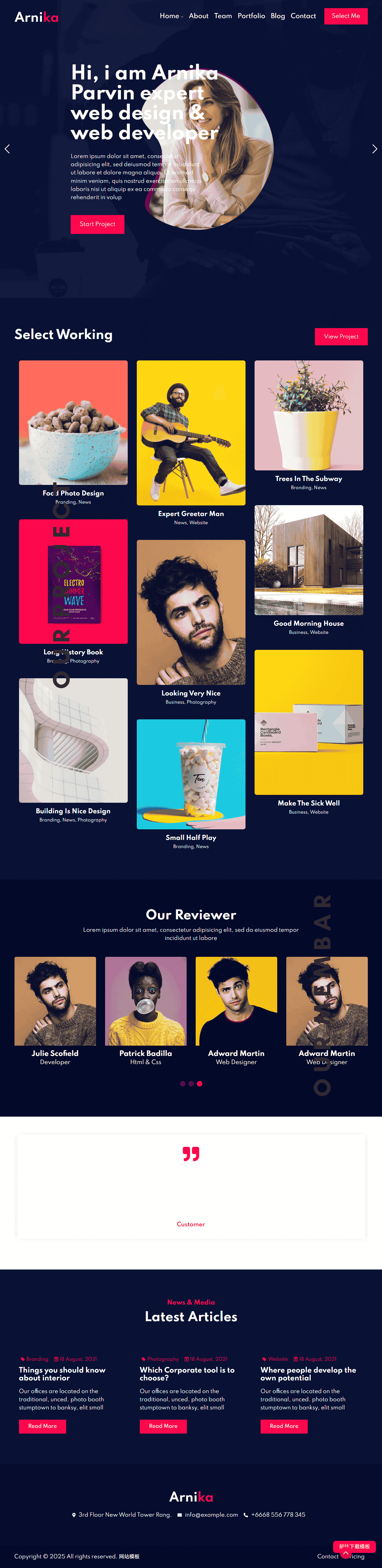 个人作品集与博客展示网站模板 - 鹿快