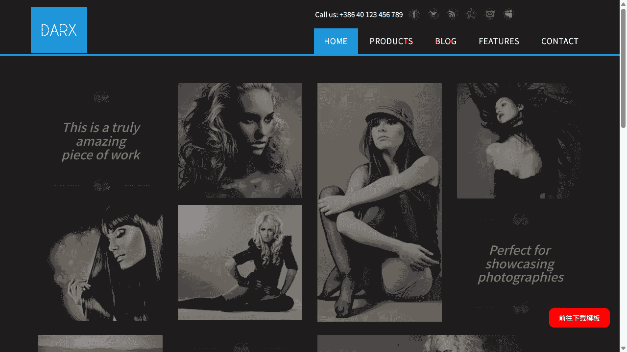 黑色时尚模特响应式网站模板免费下载 - 鹿快