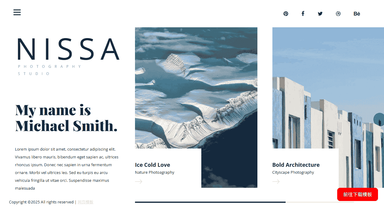 摄影团队简介展示响应式网站模板免费下载 - 鹿快