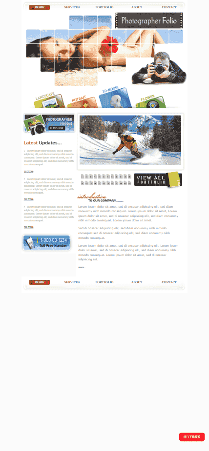 分类摄影图库展示网站模板免费下载